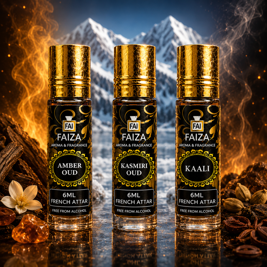 Faiza Aroma Premium Attar Collection – 3 Pcs Luxury French Attar Gift Set