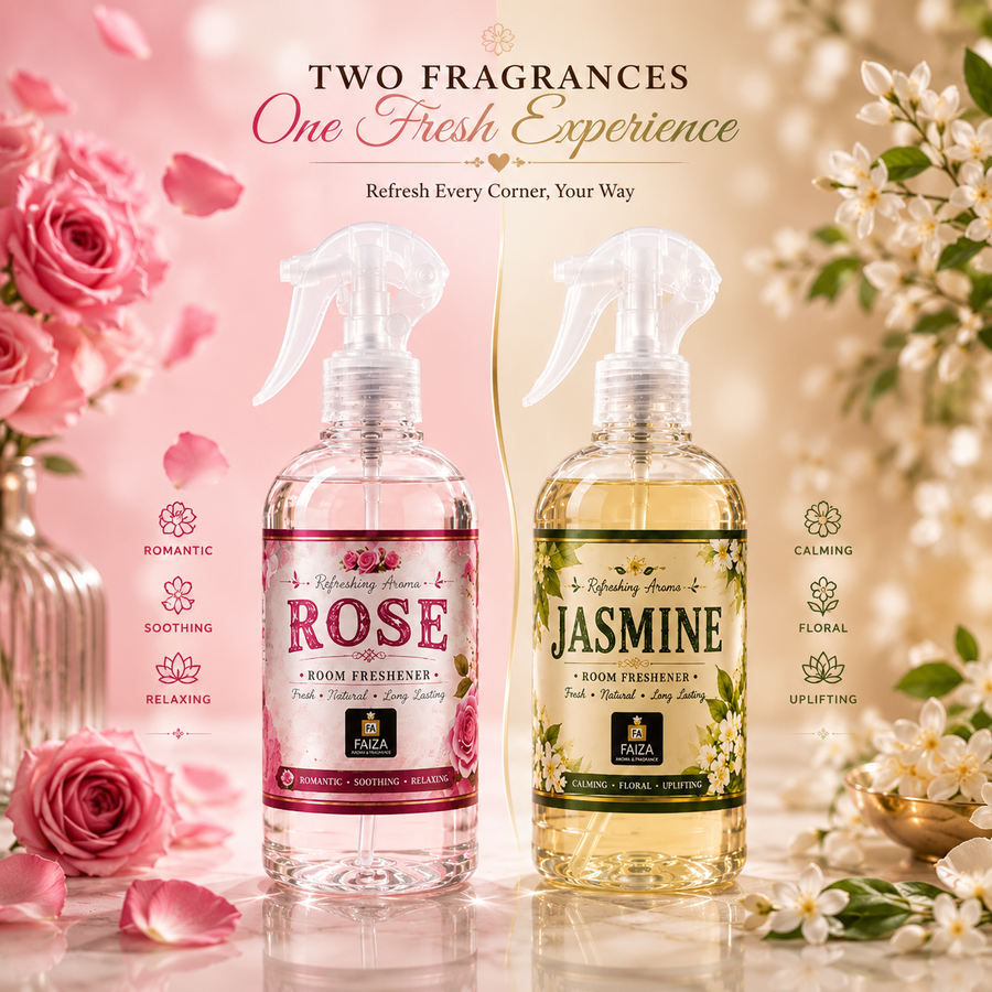 Rose & Jasmine Room Freshener Combo Offer | 300ml + 300ml | Faiza Aroma