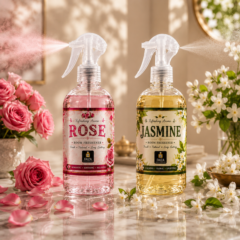Rose & Jasmine Room Freshener Combo Offer | 300ml + 300ml | Faiza Aroma