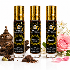Faiza Aroma Luxury Attar Collection – 3 Pcs Premium French Attar Gift Set