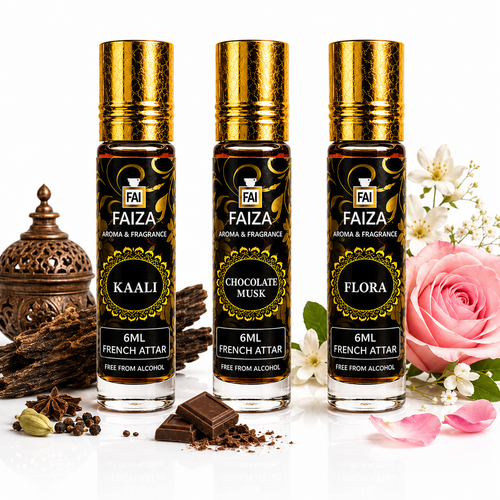 Faiza Aroma Luxury Attar Collection – 3 Pcs Premium French Attar Gift Set