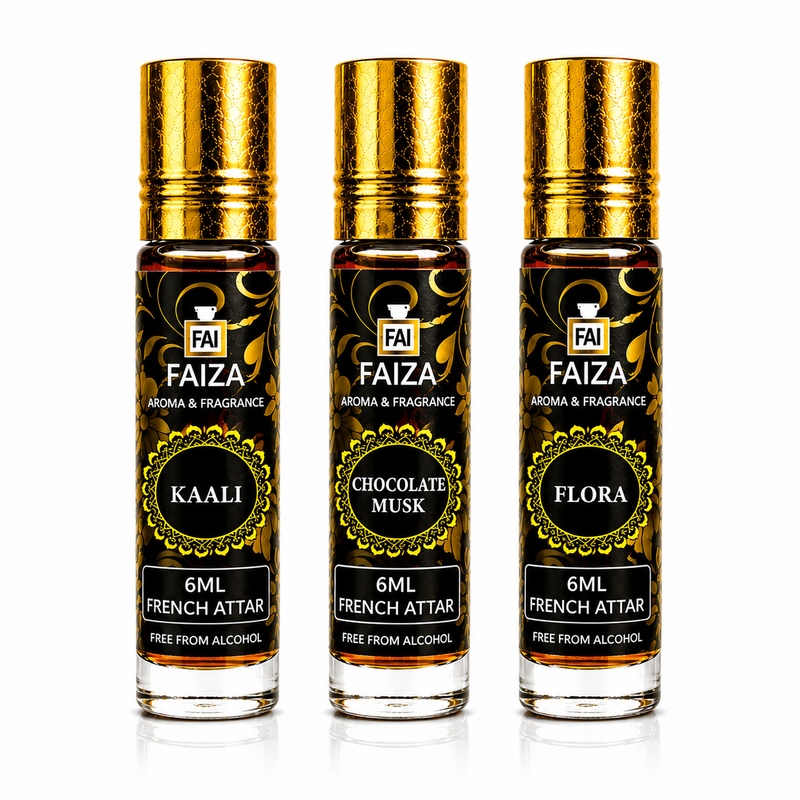 Faiza Aroma Luxury Attar Collection – 3 Pcs Premium French Attar Gift Set