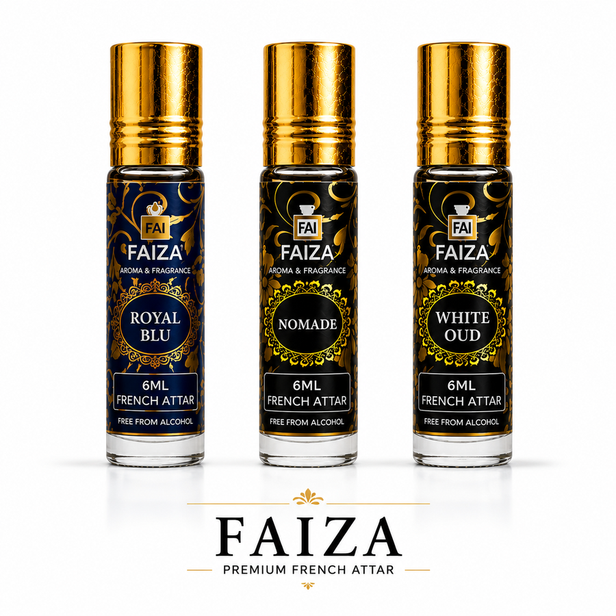 Faiza Aroma Premium Attar Collection – 3 Pcs Luxury French Attar Gift Set