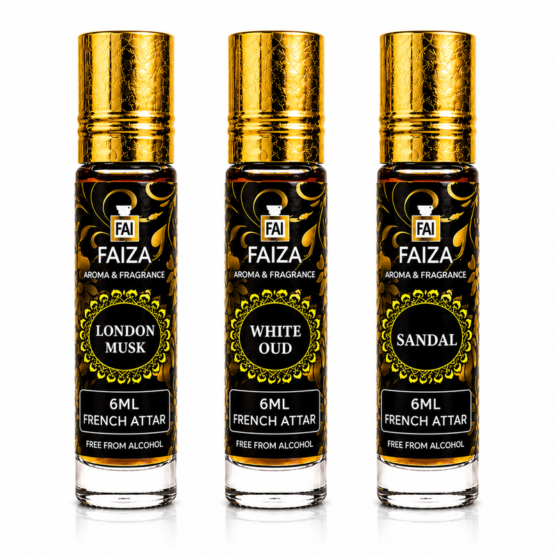 Faiza Aroma Premium Attar Collection – 3 Pcs Luxury French Attar Gift Set