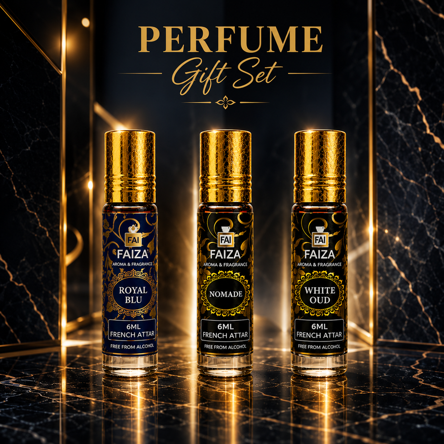 Faiza Aroma Premium Attar Collection – 3 Pcs Luxury French Attar Gift Set