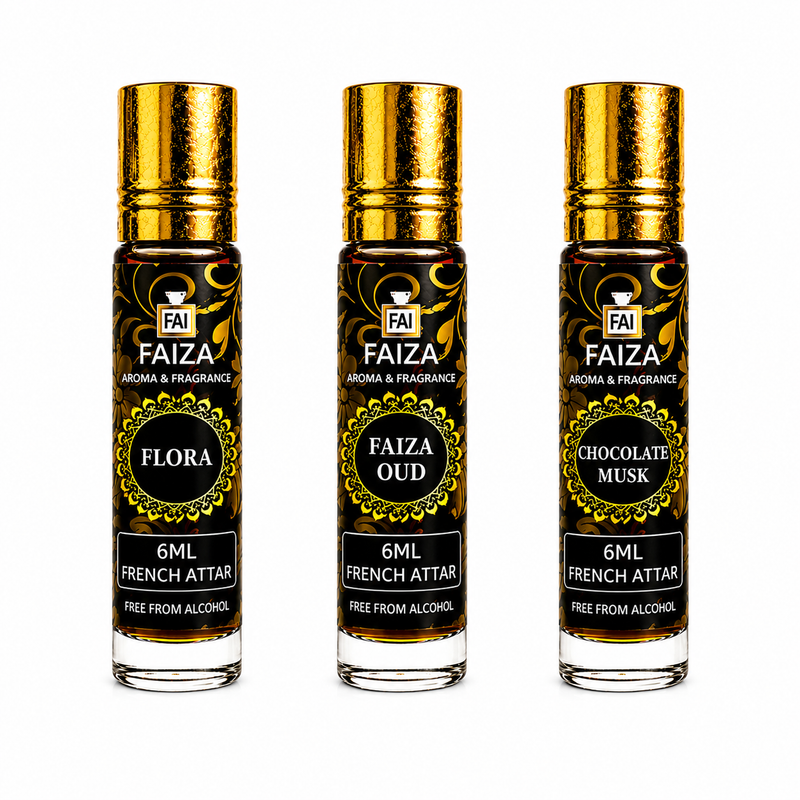 Faiza Aroma Signature Attar Collection – 3 Premium French Attars