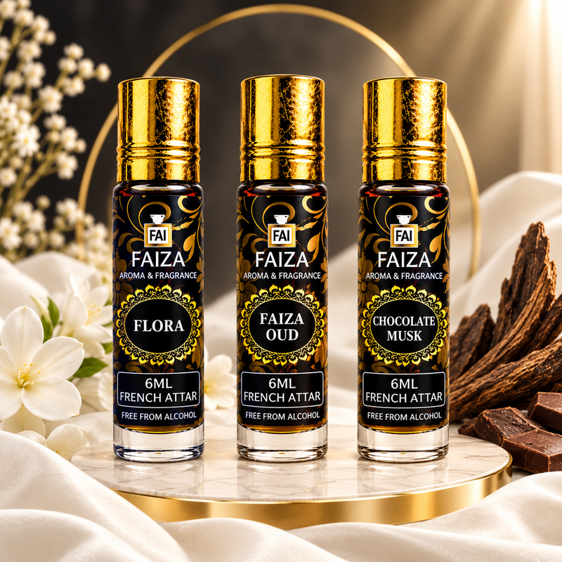 Faiza Aroma Signature Attar Collection – 3 Premium French Attars