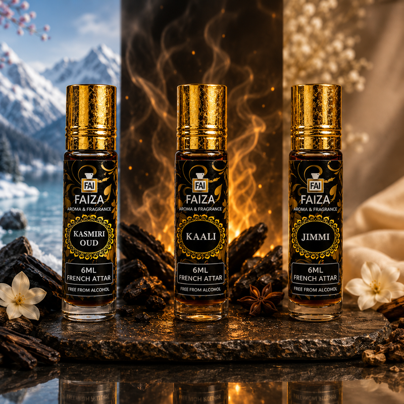 Faiza Aroma Bestselling Attar Collection – 3 Pcs Alcohol Free French Attars