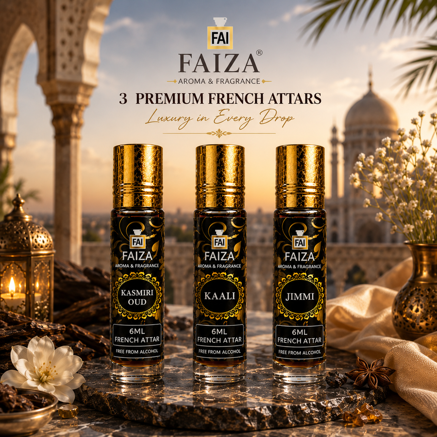 Faiza Aroma Bestselling Attar Collection – 3 Pcs Alcohol Free French Attars
